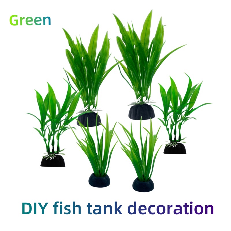 Aquarium Plants Live - ชุดต้นไม้ประดับตู้ปลา 6 ชิ้น ของตกแต่งตู้ปลาสีเขียว ของประดับตู้ปลาเทียม สำหรับตกแต่งบ้านและสำนักงาน